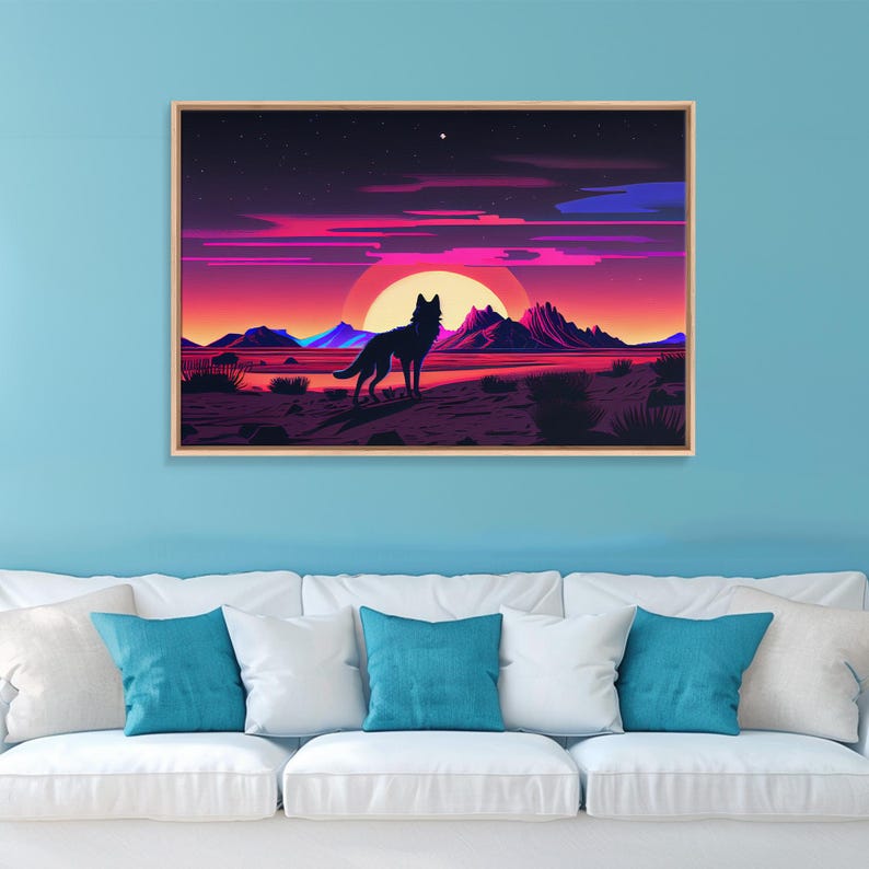 Desert Fox Silhouette Art Print: Purple Full Moon Wall Decor image 14