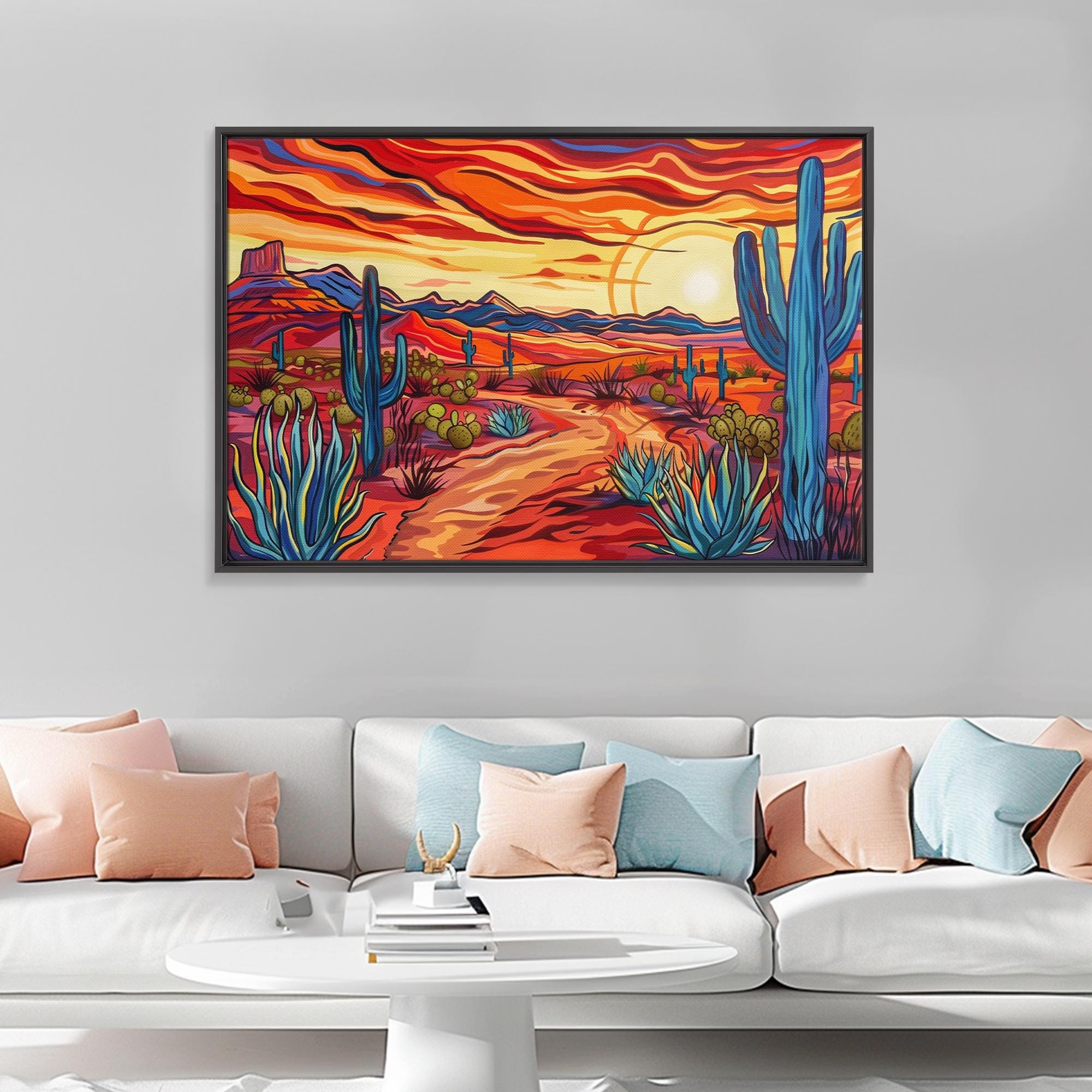 Mid Century Modern Desert Landscape Canvas Print: Retro Pop Art - Etsy