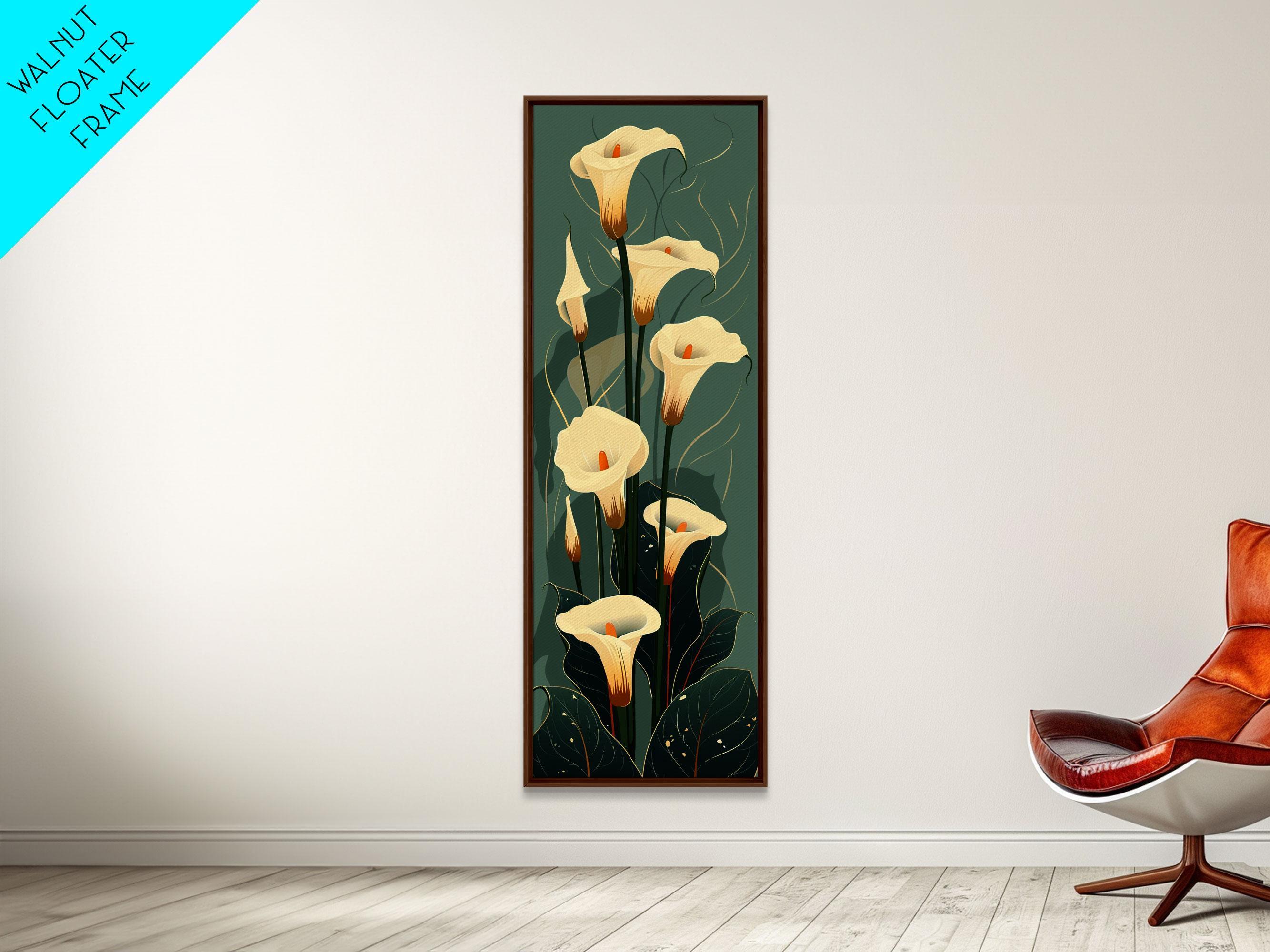 Calla Lilies Framed Canvas Print: Japanese Ukiyo-e Style Wall Art