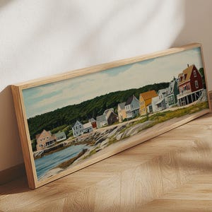 Maine Seascape Painting Print: Panoramic Nautical Wall Art