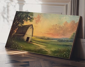 Rustic Barn Painting Canvas Print: Farmhouse Wall Art