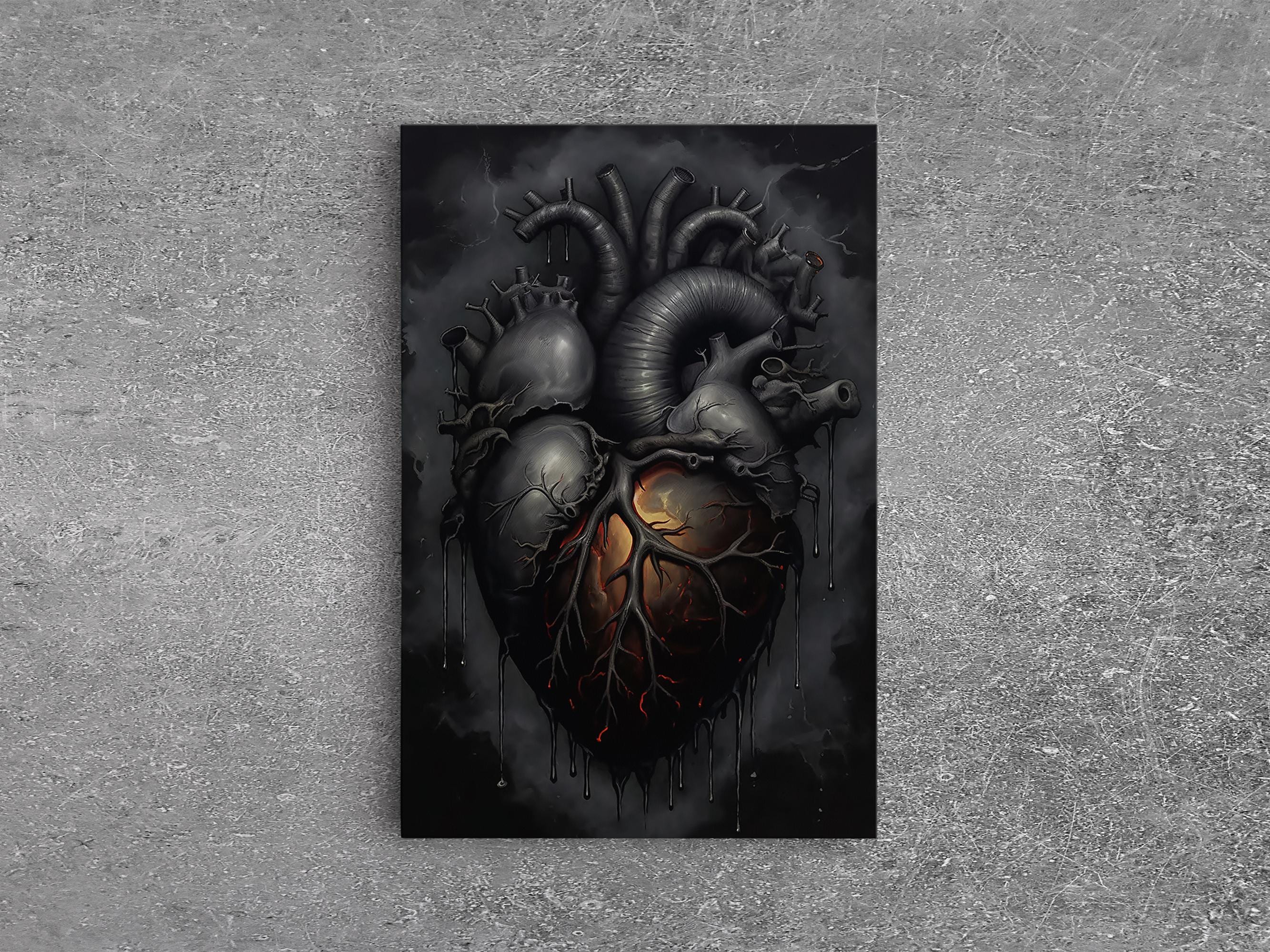 【中古】 Reflections of the Dark Heart KateWax Dark Heart Framed Canvas Print: Macabre Goth Decor - Etsy