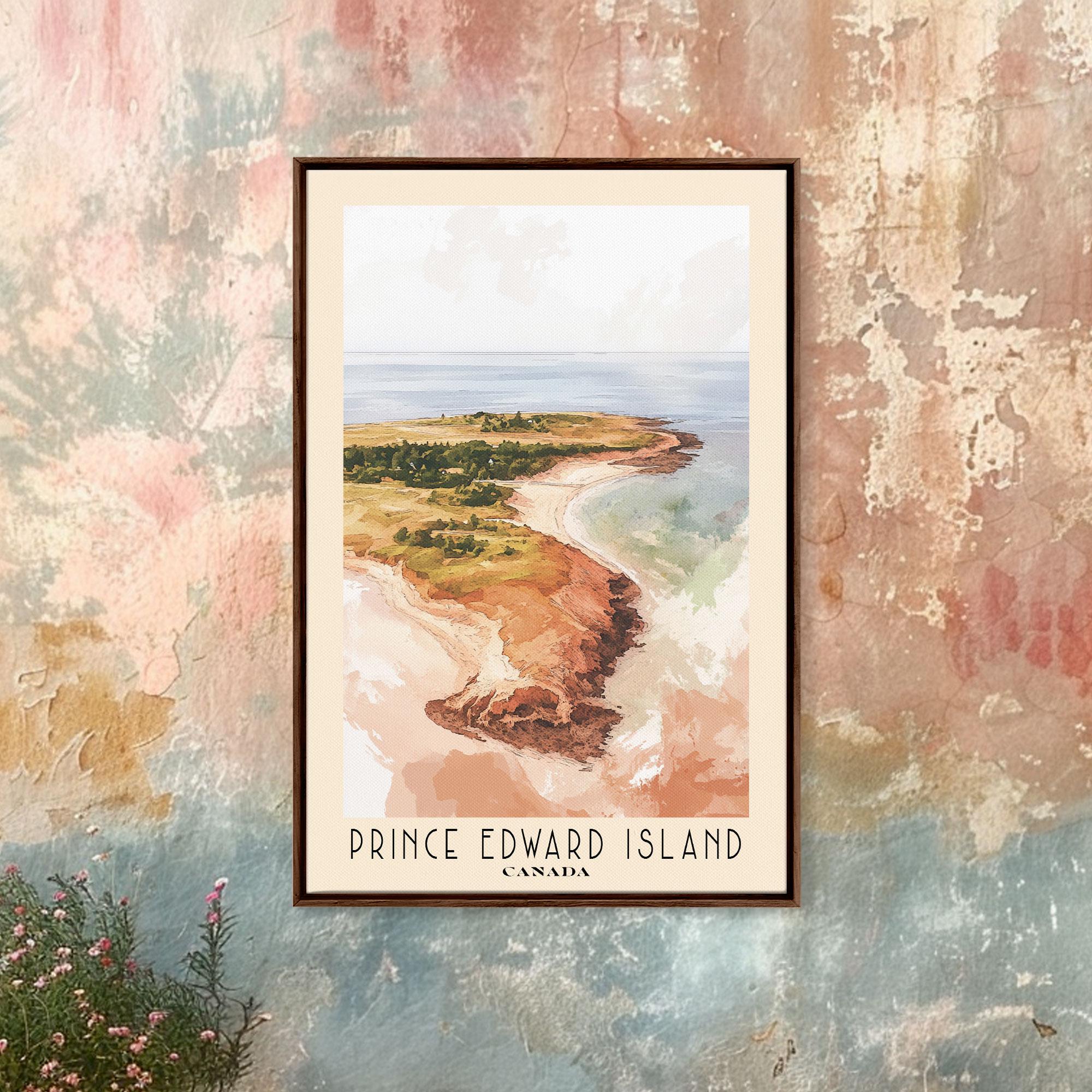 Impresión de acuarela de la Isla del Príncipe Eduardo, Canadá, regalo de vacaciones, arte mural de Canadá, pintura de playa, decoración de playa, arte mural grande, arte con marco de madera