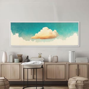 Modern Wall Art - Abstract Oil Painting Print - Extra Large Wall Art - Canvas Wall Hanging - Cloud Painting - Wall Art - Framed Canvas