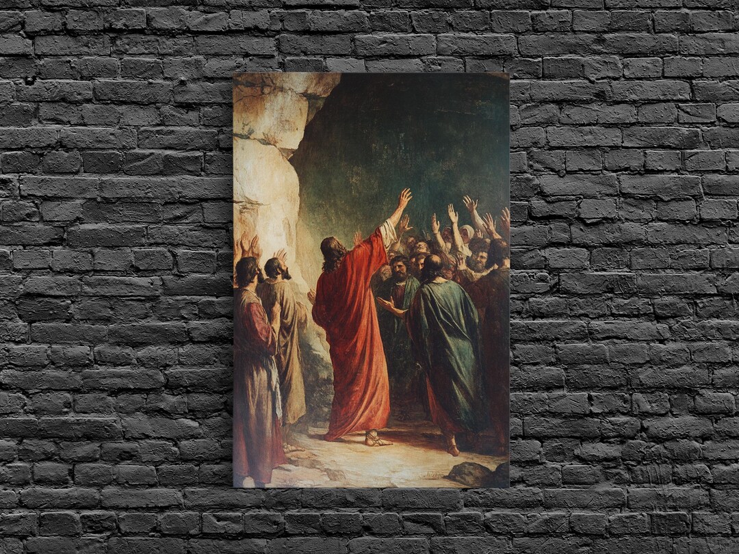 Raising of Lazarus From the Tomb Scene Framed Canvas Print ...