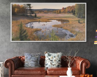 Pond Landscape Canvas Print: Panoramic Nature Wall Art