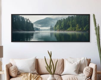Misty Lake Canvas Print: Rustic Forest Landscape Art