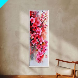 Canvas Print Pink Cherry Blossom Art, Japanese Inspired Wall Decor, Romantic Botanical Artwork, Gift Idea for Bedroom or Living Room