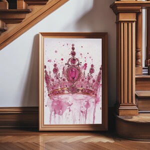 Regal Jeweled Crown Canvas Print: Pink Dorm Wall Art zdjęcie 20