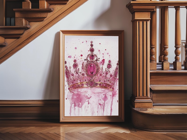 Regal Jeweled Crown Canvas Print: Pink Dorm Wall Art zdjęcie 20