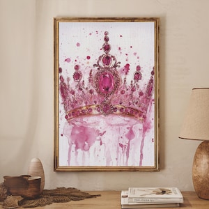 Regal Jeweled Crown Canvas Print: Pink Dorm Wall Art zdjęcie 17