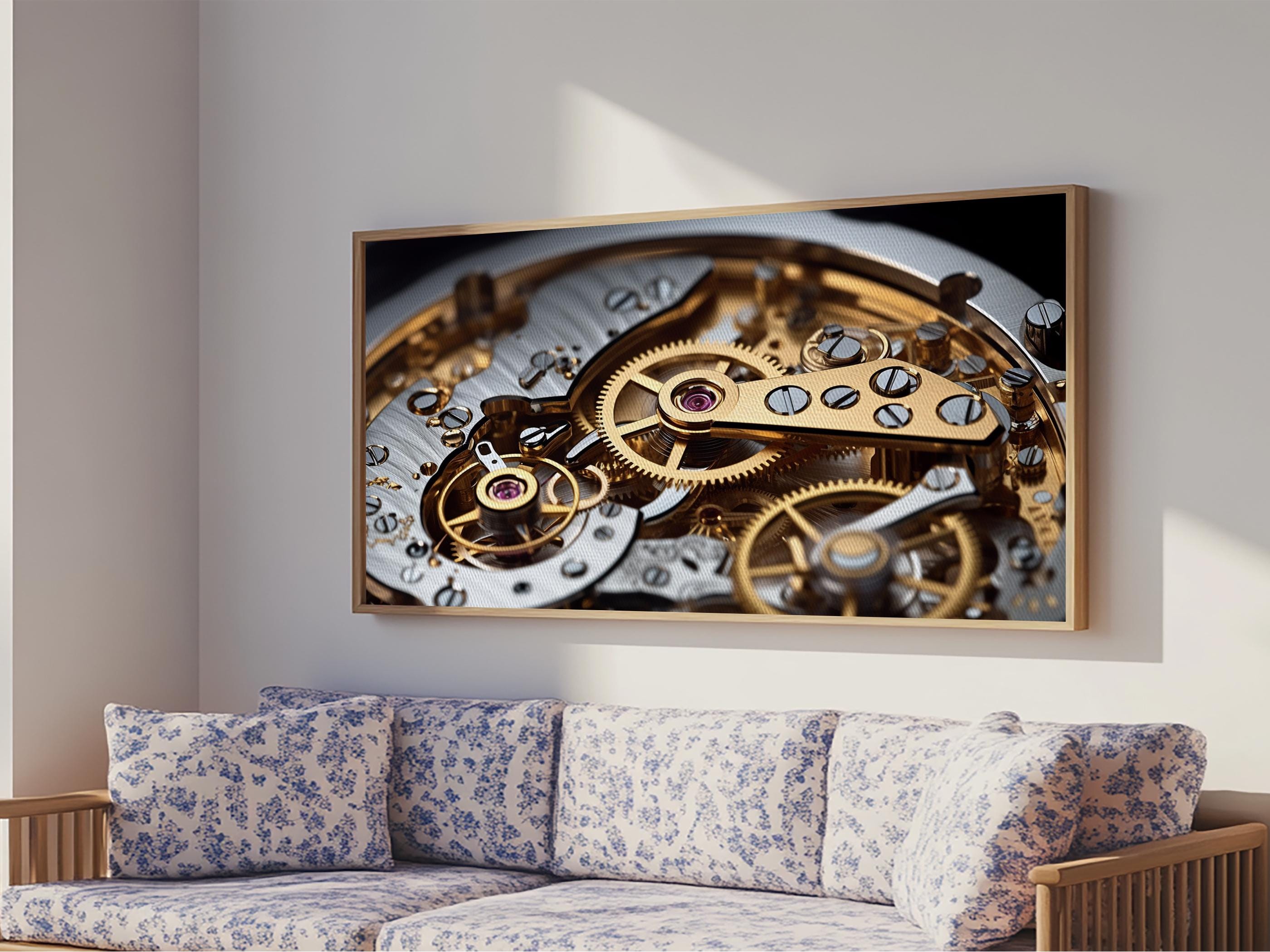 インテリア時計 ART WORK Watch Mechanism Canvas Art: Clock Gears Wall Decor - Etsy