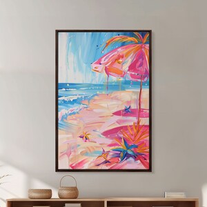 Vibrant Desert Landscape with Cacti - Framed Canvas Print, Colorful Southwestern Art, Living Room Decor, Desert Wall Art
