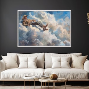 The Heavenly Cowboy | Framed Canvas Print or Metal Art | Wild West Decor | Cottagecore | Southwestern Art Home Decor, Western Wall Decor
