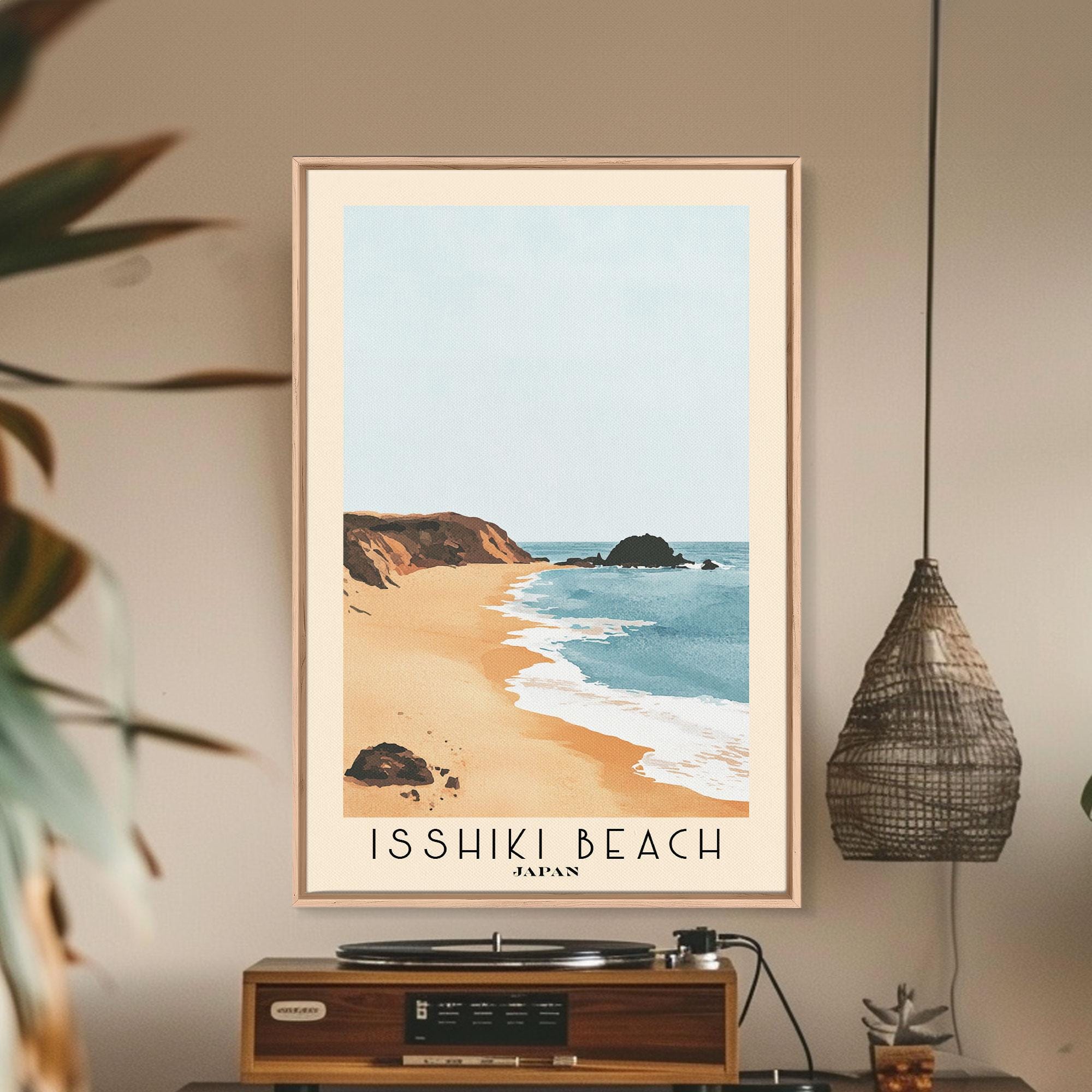 Isshiki Beach, Japan Watercolor Print, Vacation Gift, Japan Wall Art, Vacation Wall Art, Vacatation, Beach Decor, Beach Or Lakehouse Art