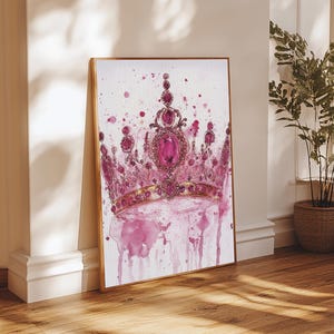 Regal Jeweled Crown Canvas Print: Pink Dorm Wall Art zdjęcie 18