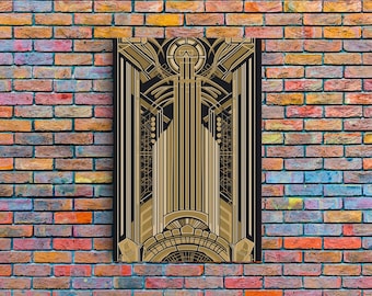 Art Deco Framed Canvas Print: Gold & Black Geometric Lines