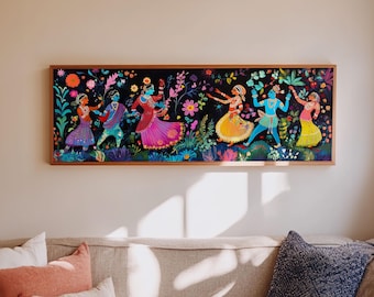 Kerala Mural Painting Canvas Print: Panoramic Wall Art