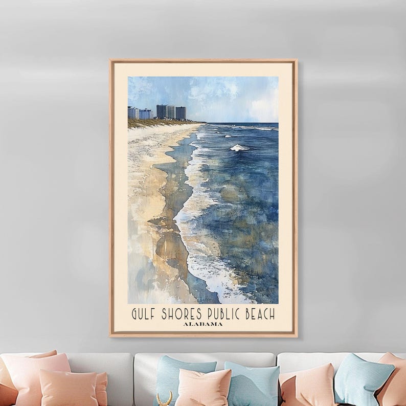 Gulf Shores Public Beach, Alabama Watercolor Print, Vacation Gift, Wall