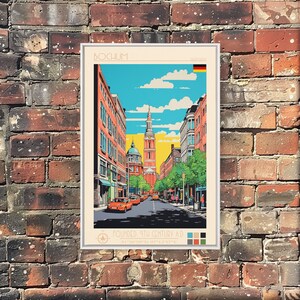 Bochum Germany Travel Poster Framed Canvas Print, Midcentury Modern Art, Pop Art Wall Decor, Home Decor, Living Room Art, Scenic View