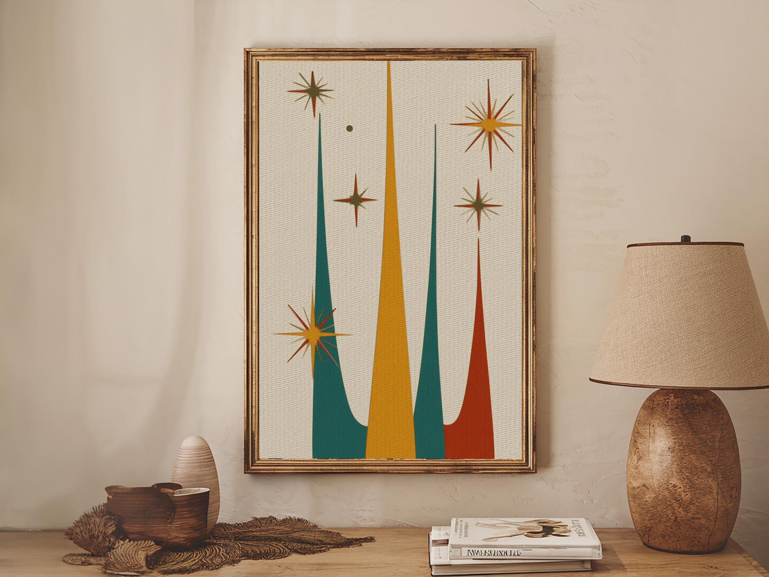 Mid Century Modern Starburst Canvas Print: Retro 1950s Wall Art - Etsy