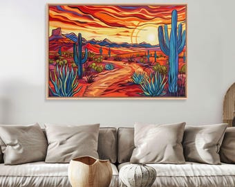 Mid Century Modern Desert Landscape Canvas Print: Retro Pop Art