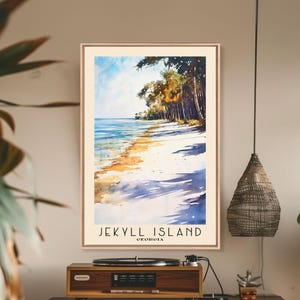 Jekyll Island, Georgia Watercolor Beach Print, Vacation Gift, Georgia Wall Art, Framed Canvas Print, Framed Beach Painting