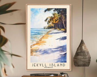 Jekyll Island, Georgia Watercolor Beach Print, Vacation Gift, Georgia Wall Art, Framed Canvas Print, Framed Beach Painting