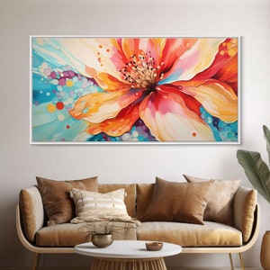 Hibiscus Wall Art, Tropical Flower Print, Pink Flower, Panoramic Art, Wall Art, Canvas Art, Landscape Art, Boho Wall Art, Rustic Wall Decor