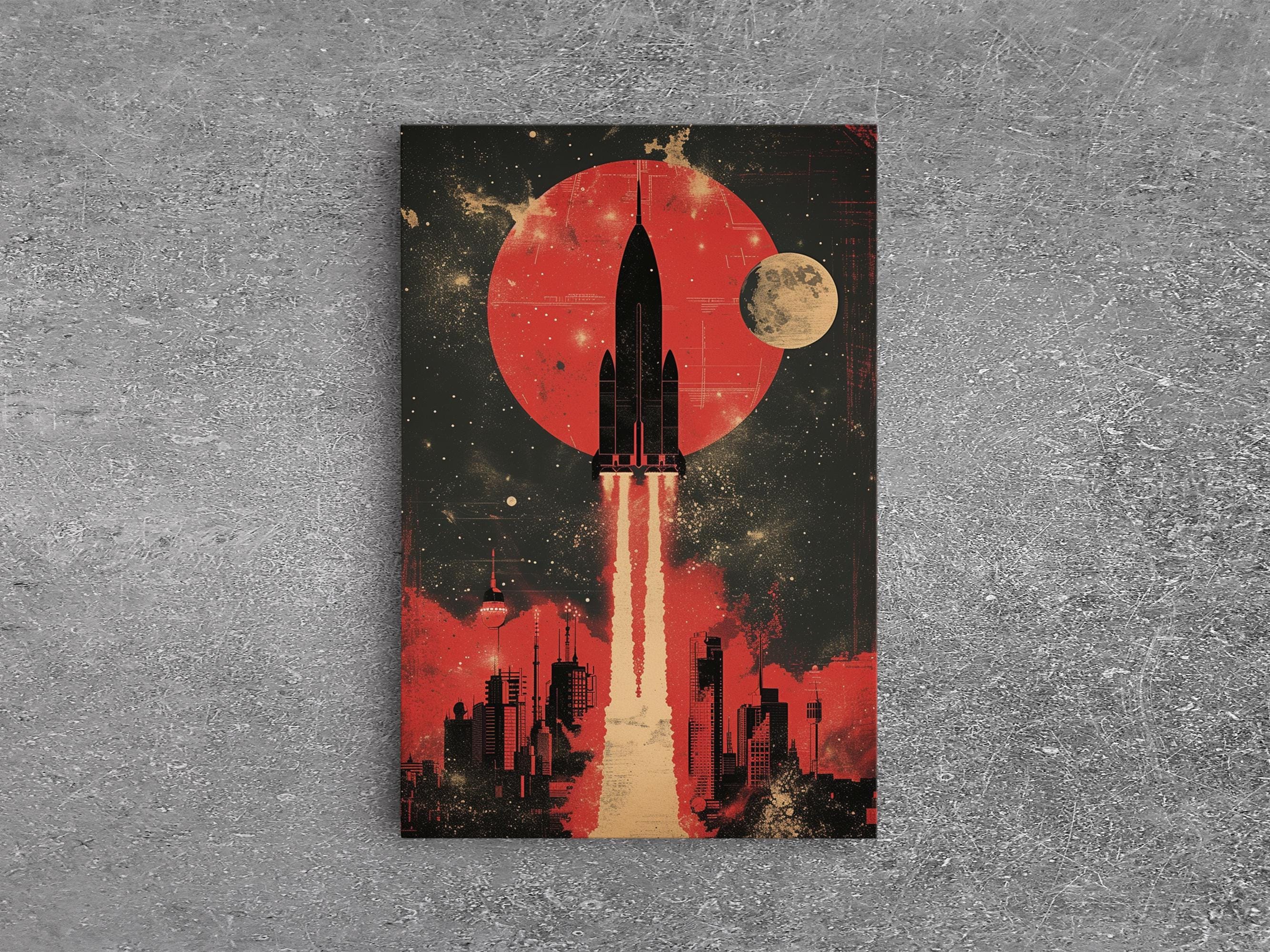 Vintage Rocket Ship Canvas Art: 1960s Space Age Print - Etsy Canada