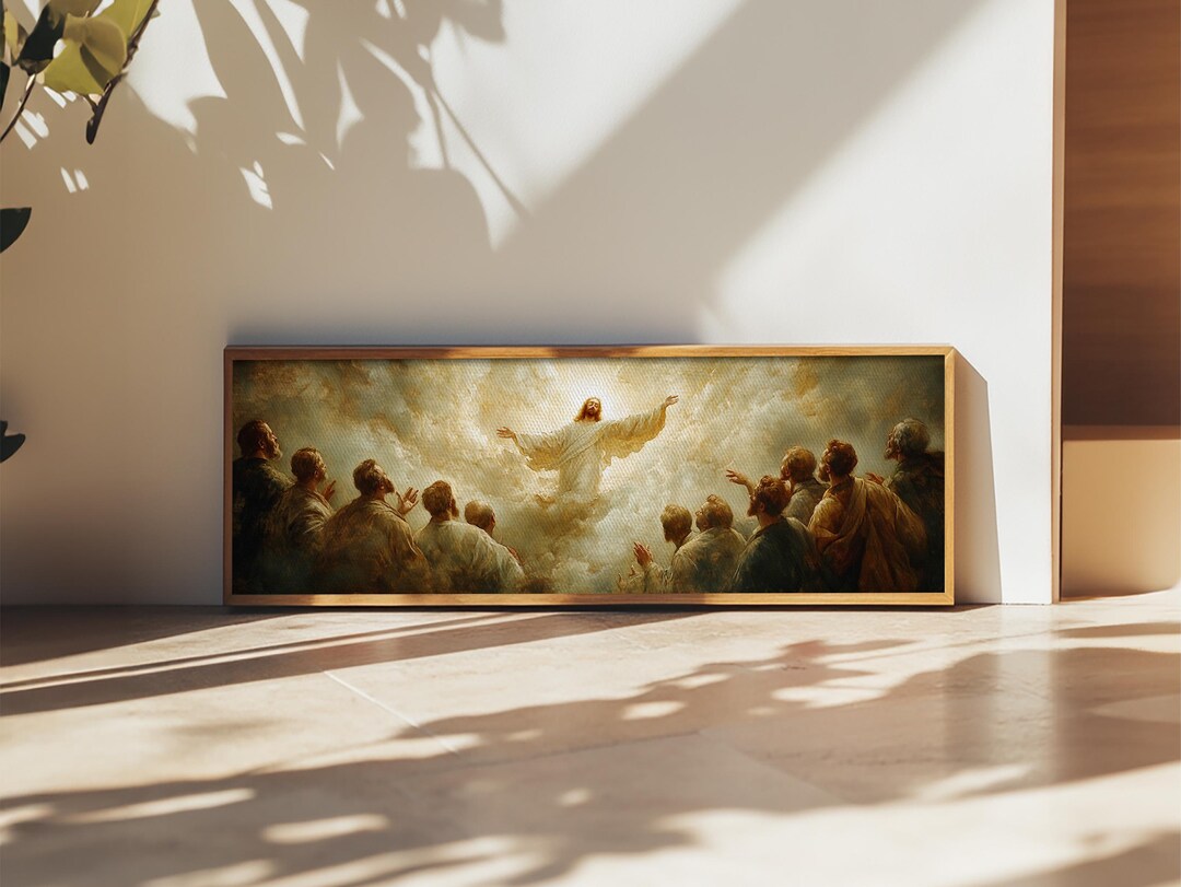 Ascension of Christ Rising on a Cloud Framed Canvas Print - Extra Wide ...