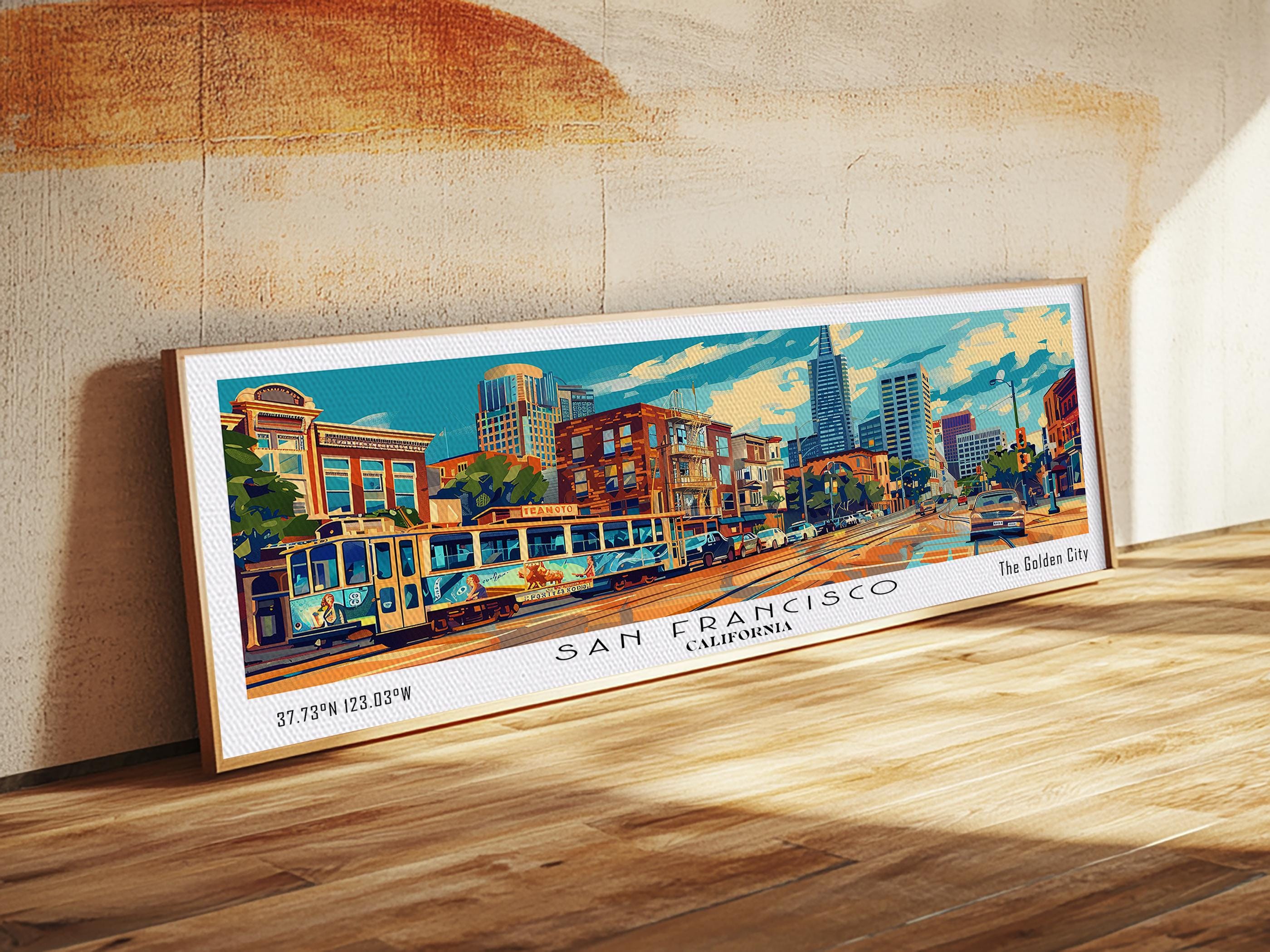 San Francisco Panoramic Canvas Print: Mid-century Modern Retro