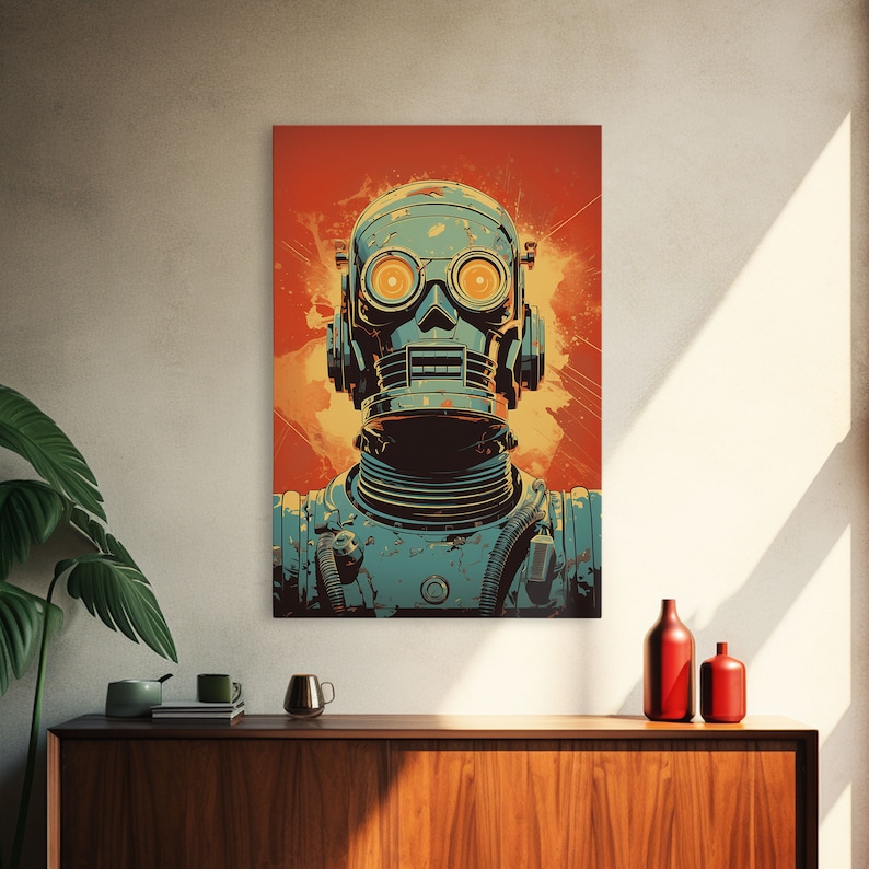 Retro Art, Robot Art, Scifi Wall Art, Wall Print, Canvas Wall Art ...