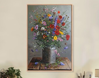 Wildflower Bouquet Canvas Print: Rustic Floral Wall Art