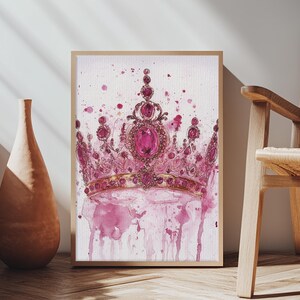 Regal Jeweled Crown Canvas Print: Pink Dorm Wall Art zdjęcie 2