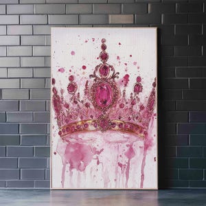 Regal Jeweled Crown Canvas Print: Pink Dorm Wall Art zdjęcie 6