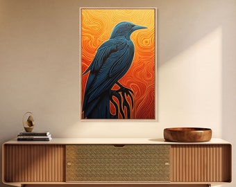 Abstract Crow Wall Art, Animal Art, Bird wall art, Wall print, Canvas wall art, Framed wall art, Portrait wall art, Wall art print