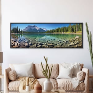 Photographic Panoramic of Banff National Park, Sunset Photography, National Park Art, Framed Canvas Print, Landscape Photography