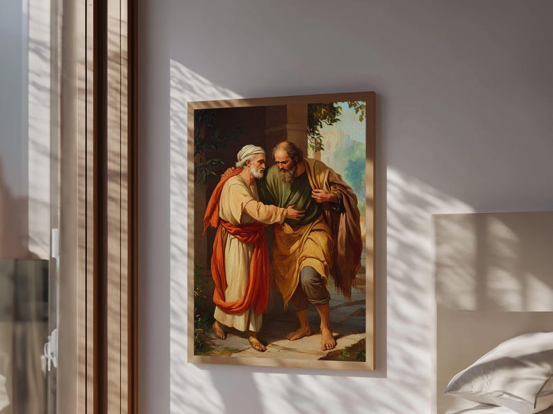 Parable of the Good Samaritan Scene Framed Canvas Print | Renaissance ...