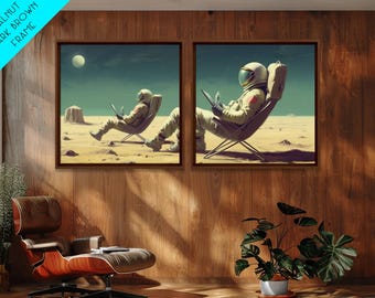 Alien Astronauts Vacation Canvas Print: Space Gamer Room Decor