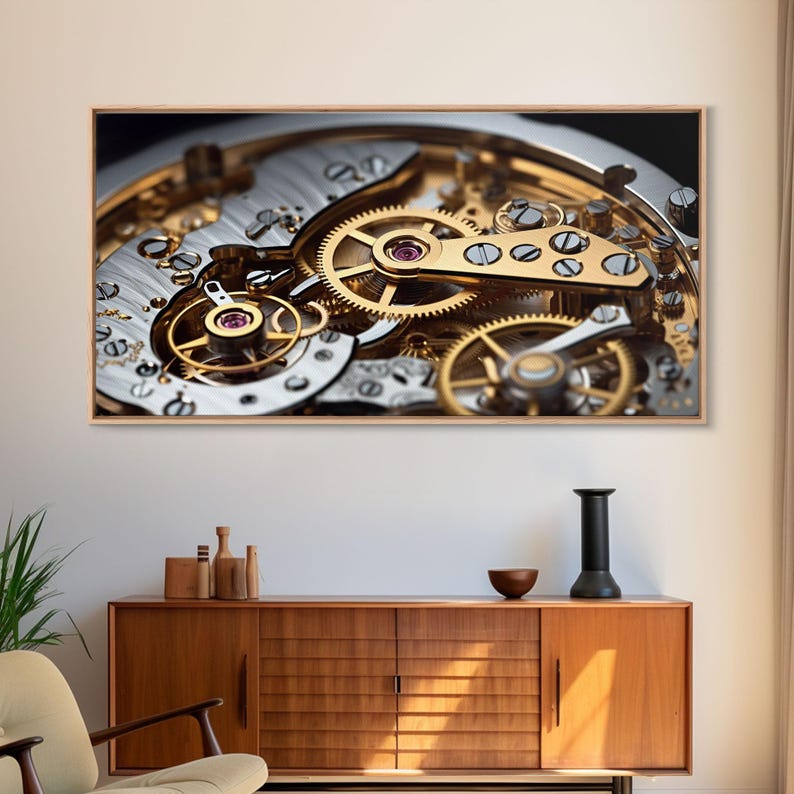 Watch Mechanism Canvas Art: Clock Gears Wall Decor Bild 1