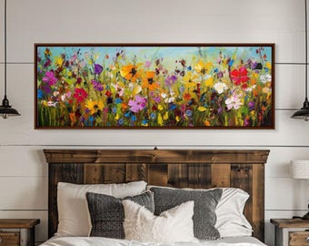 Panoramic Wildflower Canvas Print: Ultra-Wide Floral Wall Art