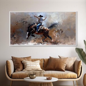 Rodeo Cowboy Canvas Print: Bucking Horse Western Wall Art - Etsy