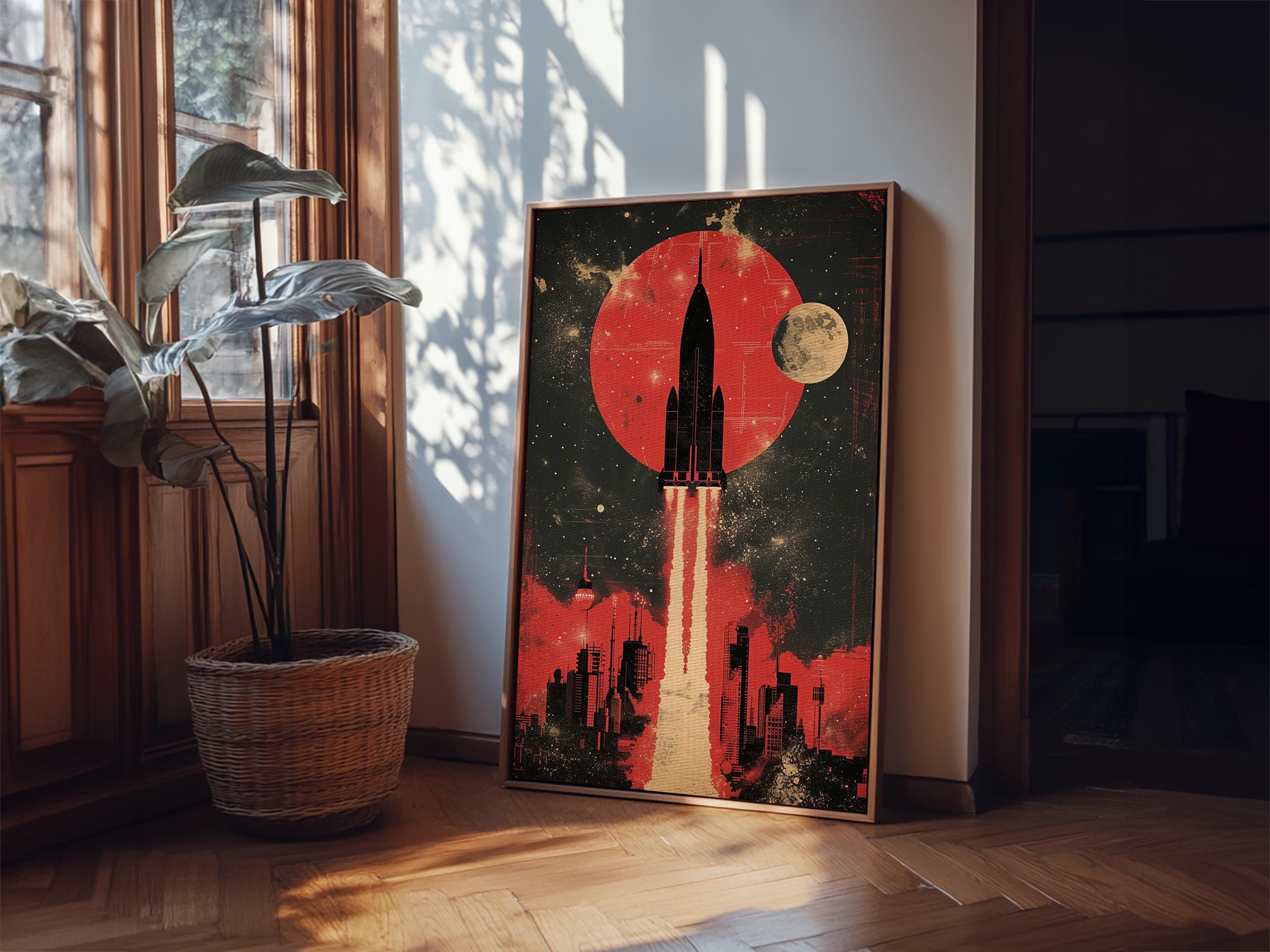 Vintage Rocket Ship Canvas Art: 1960s Space Age Print - Etsy