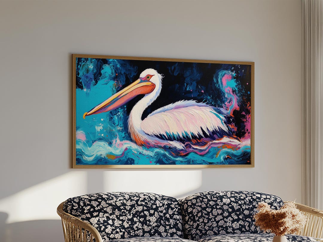 Bird Art, Pelican Painting, Framed Canvas Print, Coastal Decor, Extra ...