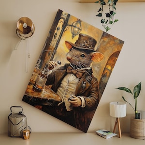 Dapper Rat Gentleman Canvas Print, Wood Framed Wall Art, Rat Painting, Rat Decor, Rat Lover Gift Idea NUEVART