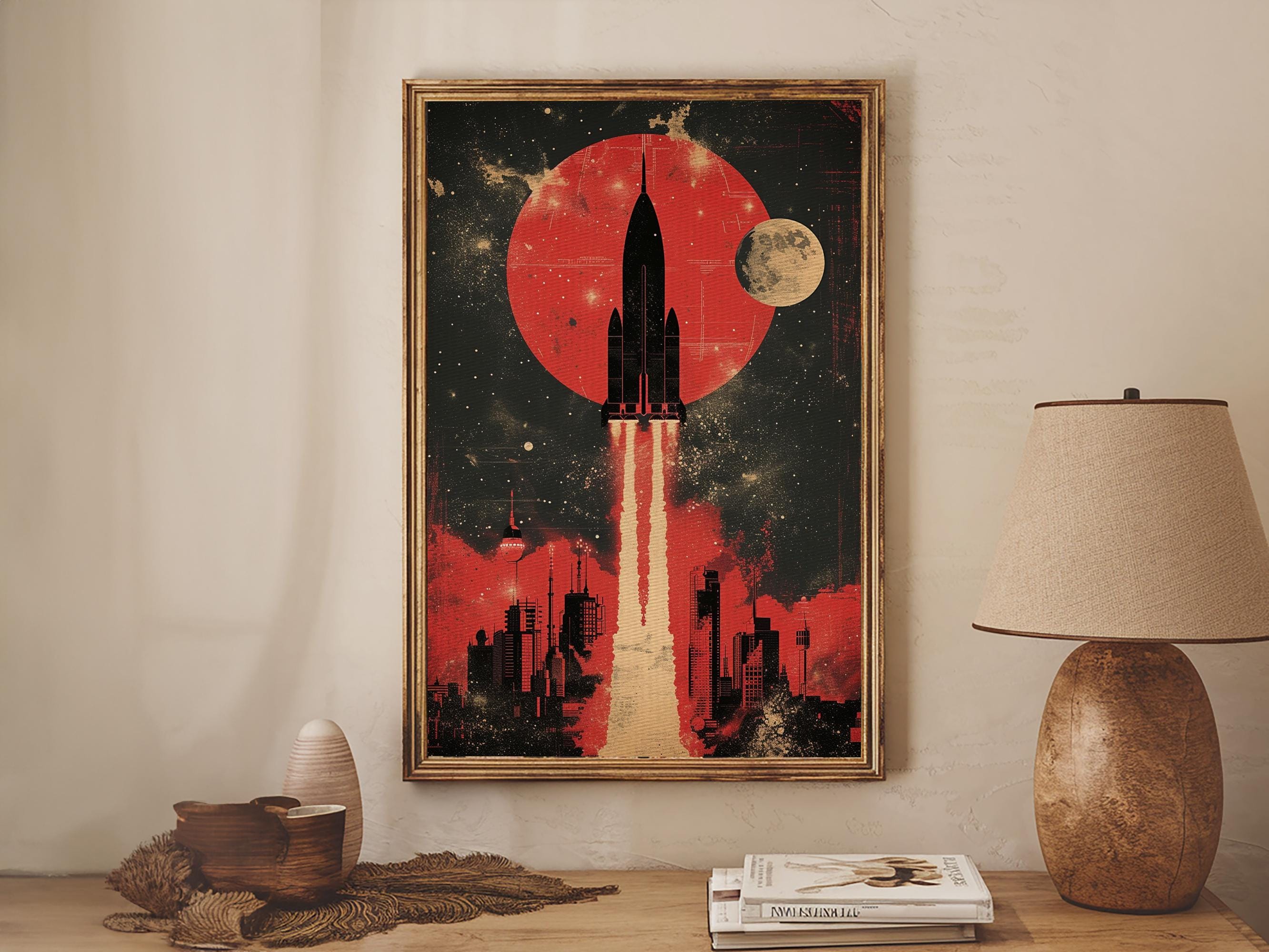 Vintage Rocket Ship Canvas Art: 1960s Space Age Print - Etsy Canada
