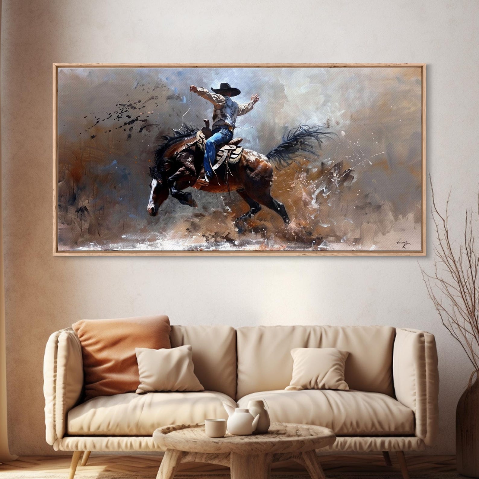 Rodeo Cowboy Canvas Print: Bucking Horse Western Wall Art - Etsy
