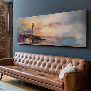 Lighthouse Painting Canvas Print, Lighthouse Art, Lighthouse Print, Lighthouse Gifts, Lighthouse Prints, Panoramic Art, Nautical Decor