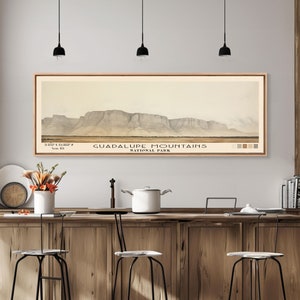 Guadalupe Mountains National Park Panoramic Travel Art, National Park Print, Minimalist Travel Art, Subdued Watercolor Painting Panoramic